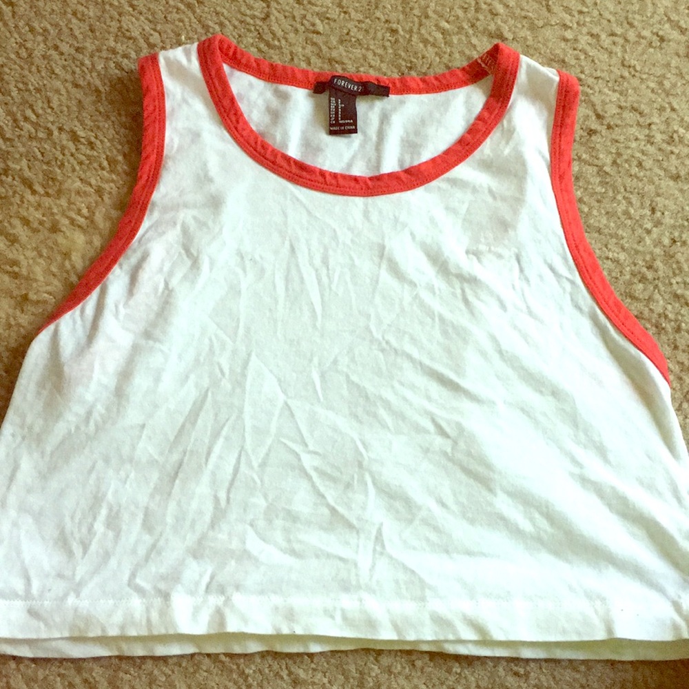 Red and White loose crop top: Forever 21